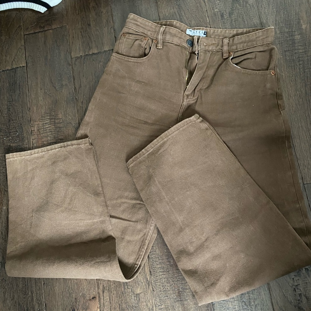 Motel wide-leg chocolate brown jeans- barely worn